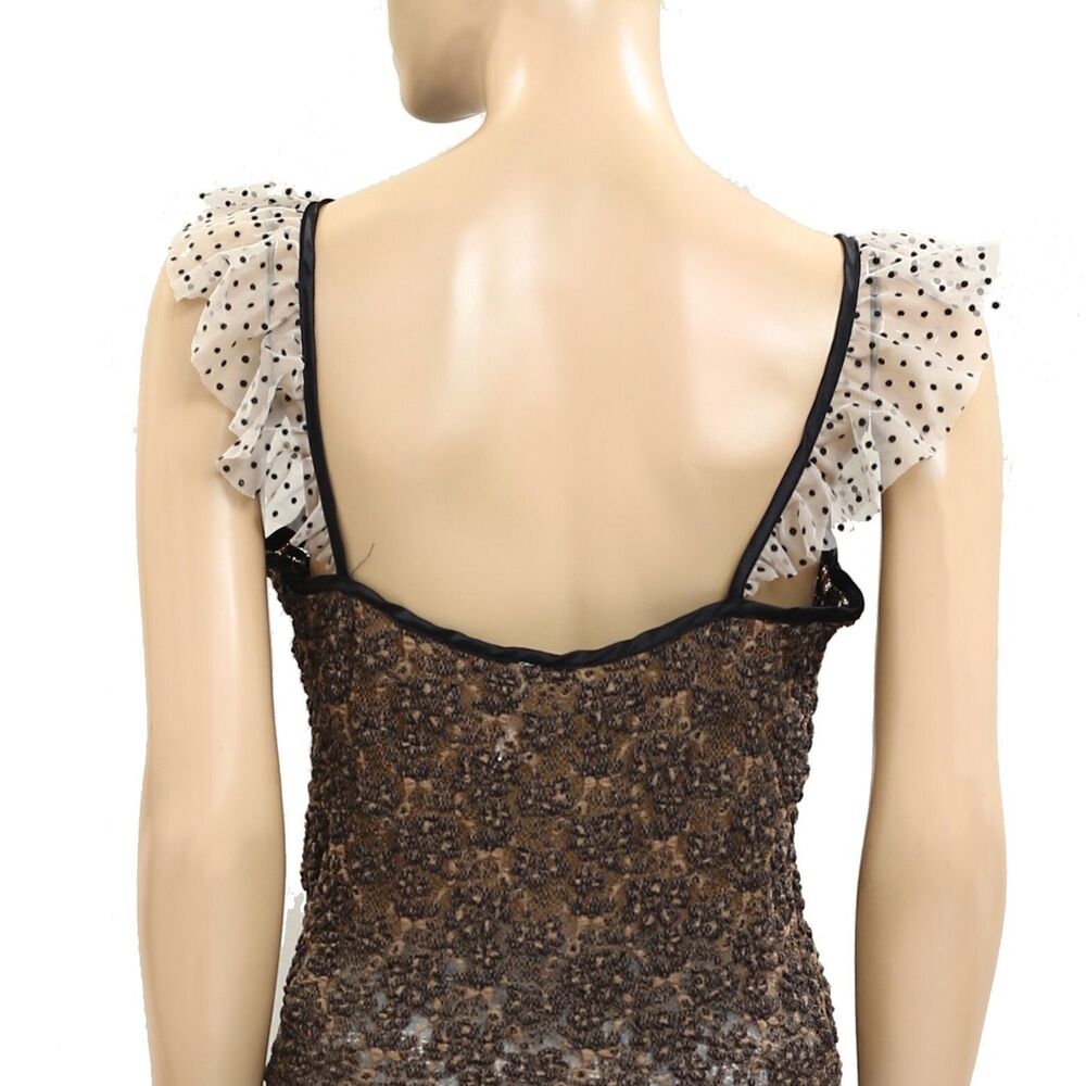 Free People Charlotte Tank Top Cropped Ruffle Mesh Sleeveless Sheer L 279043 - Picture 8 of 9